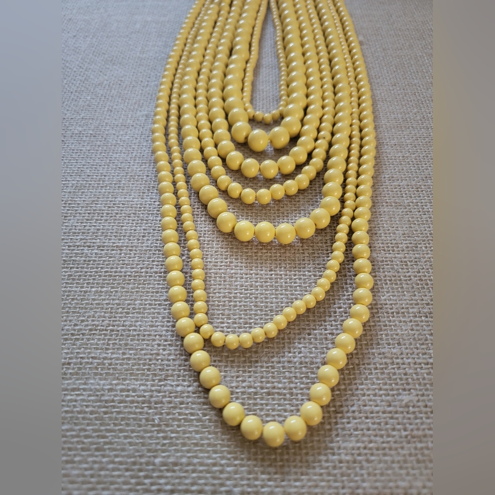 Yellow Beaded Statement Necklace - image 3